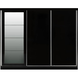 black wardrobe with one mirrored panel