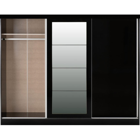 black sliding wardrobe closed front mirror