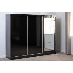 Nevada 3 Door Sliding  Door Wardrobe Black Gloss