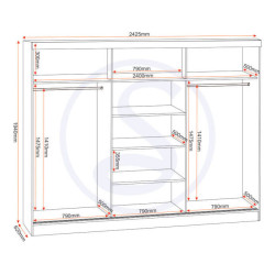 wardrobe dimensions technical diagram