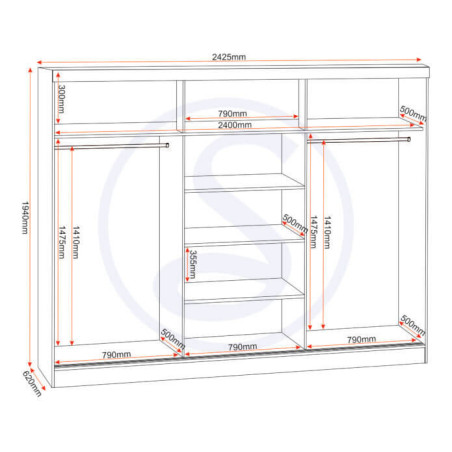 wardrobe dimensions technical diagram