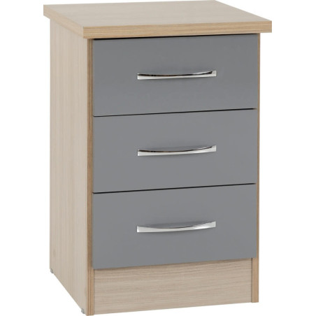 Nevada 3 Drawer Bedside Chest White Gloss - Home Divine