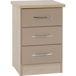 Nevada 3 Drawer Bedside Chest White Gloss - Home Divine