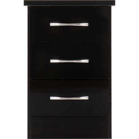 Nevada 3 Drawer Bedside Chest Oyster Gloss/Light Oak Effect Veneer - Home Divine