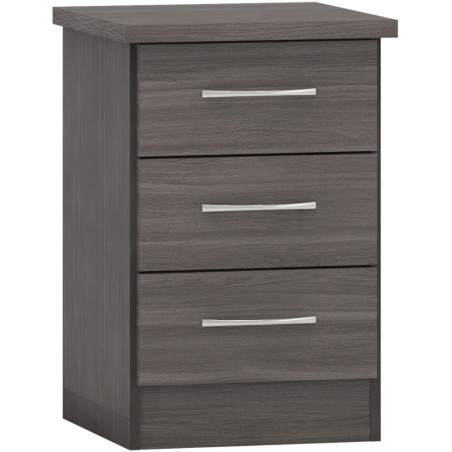 Nevada 3 Drawer Bedside Chest Oyster Gloss/Light Oak Effect Veneer - Home Divine