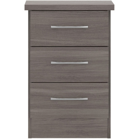 Nevada 3 Drawer Bedside Chest Oyster Gloss/Light Oak Effect Veneer - Home Divine