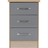 Nevada 3 Drawer Bedside Chest Oyster Gloss/Light Oak Effect Veneer - Home Divine