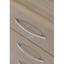 Nevada 3 Drawer Bedside Chest Oyster Gloss/Light Oak Effect Veneer - Home Divine