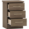 Nevada 3 Drawer Bedside Chest Oyster Gloss/Light Oak Effect Veneer - Home Divine