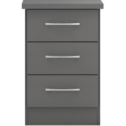 Nevada 3 Drawer Bedside Chest Black Gloss - Home Divine