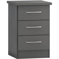 Nevada 3 Drawer Bedside Chest Black Gloss - Home Divine