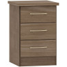 Nevada 3 Drawer Bedside Chest Black Wood Grain - Home Divine