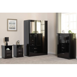 Nevada 3 Drawer Bedside Chest Black Wood Grain - Home Divine