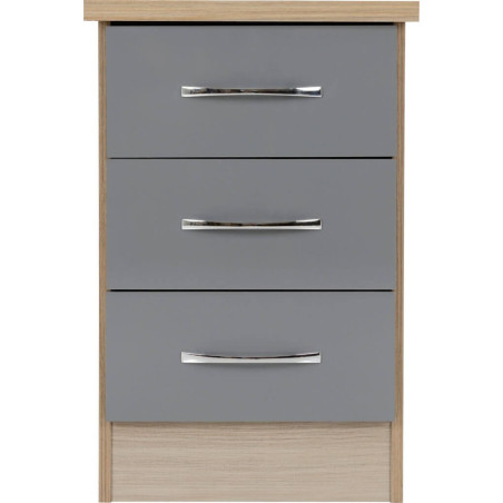 Nevada 3 Drawer Bedside Chest Rustic Oak Effect - Home Divine