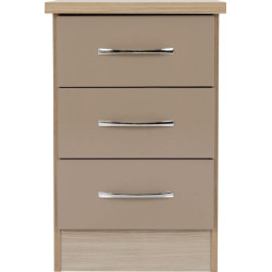 Nevada 3 Drawer Bedside Chest Rustic Oak Effect - Home Divine