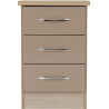 Nevada 3 Drawer Bedside Chest Sonoma Oak Effect- Home Divine