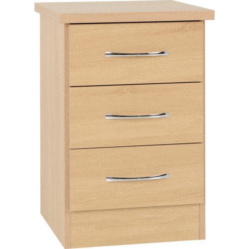 Nevada 3 Drawer Bedside Chest Sonoma Oak Effect