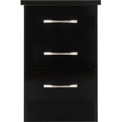 Nevada 3 Drawer Bedside Chest Grey Gloss/Light Oak Effect Veneer