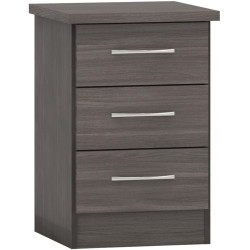 Nevada 3 Drawer Bedside Chest Black Wood Grain