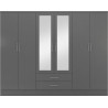Nevada 6 Door 2 Drawer Mirrored Wardrobe Black Wood Grain - Home Divine