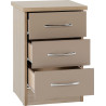 Nevada 3 Drawer Bedside Chest Grey Gloss/Light Oak Effect Veneer