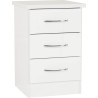 Nevada 3 Drawer Bedside Chest White Gloss