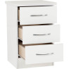 Nevada 3 Drawer Bedside Chest Grey Gloss/Light Oak Effect Veneer