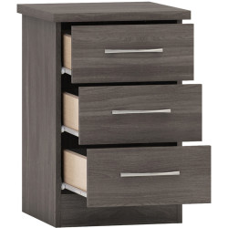 Nevada 3 Drawer Bedside Chest 3D Effect Grey - Home Divine