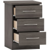 Nevada 3 Drawer Bedside Chest 3D Effect Grey - Home Divine