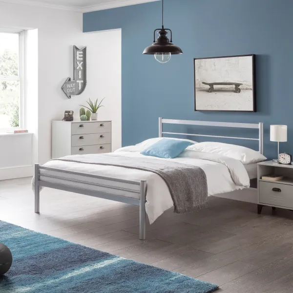 Upgrade Your Bedroom with Home Divine Alpen Metal Bed Frame in Aluminum Finish