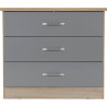 Nevada 3 Drawer Chest grey gloss/light oak effect veneer front