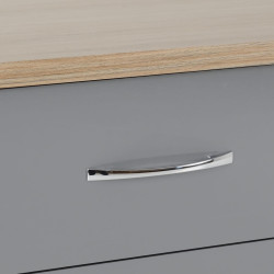 Nevada 3 Drawer Chest grey gloss/light oak effect veneer drawer