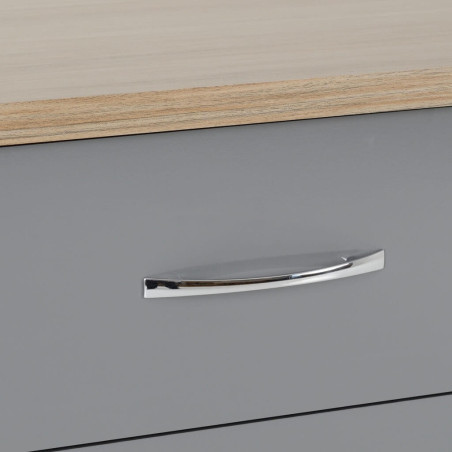 Nevada 3 Drawer Chest grey gloss/light oak effect veneer drawer