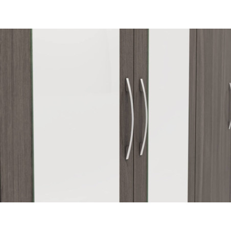 Nevada 6 Door 2 Drawer Mirrored Wardrobe Black Wood Grain - Home Divine