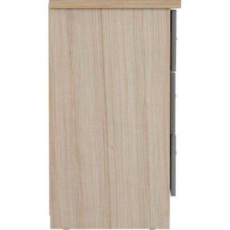 Nevada 3 Drawer Chest grey gloss/light oak effect veneer side view