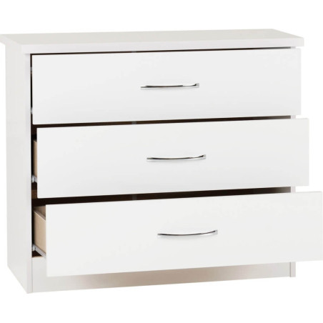 Nevada 3 Drawer Chest white gloss opened