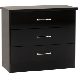 Nevada 3 Drawer Chest black gloss