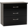 Nevada 3 Drawer Chest black gloss