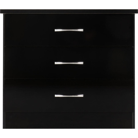 Nevada 3 Drawer Chest black gloss front