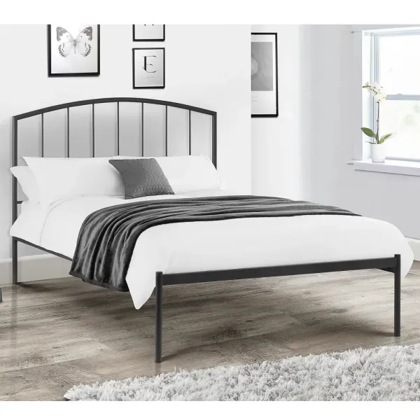 Discover the Sleek Onyx Black Metal Bed Frame in Anthracite Finish | Home Divine