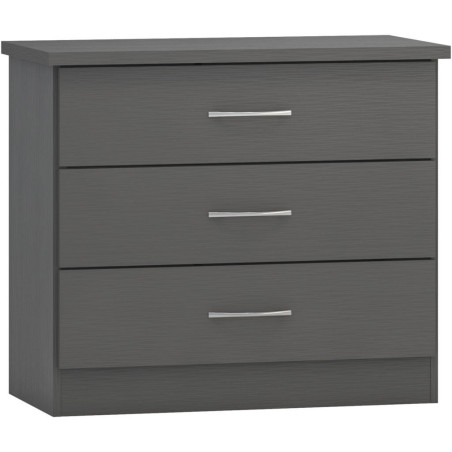 Nevada 3 Drawer Chest 3d effect grey