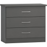 Nevada 3 Drawer Chest 3d effect grey