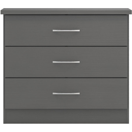 Nevada 3 Drawer Chest 3d effect grey front