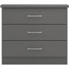 Nevada 3 Drawer Chest 3d effect grey front