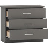 Nevada 3 Drawer Chest 3d effect grey opened