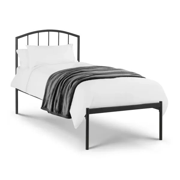 Discover the Sleek Onyx Black Metal Bed Frame in Anthracite Finish | Home Divine