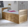 Captains Single waxed Wooden Storage Bed with Drawers