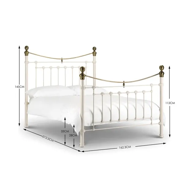 Stylish Victoria Metal Bed Frame Stone White | Home Divine