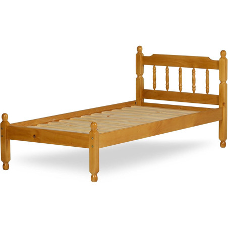 Colonial Single 3ft Spindle Wooden Bed Frame Waxed Pine slats