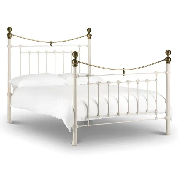 Stylish Victoria Metal Bed Frame Stone White | Home Divine